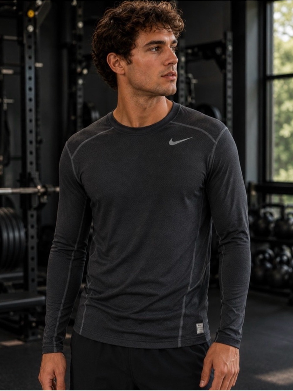 Nike Men’s Long-Sleeve Performance Tee - Charcoal Black